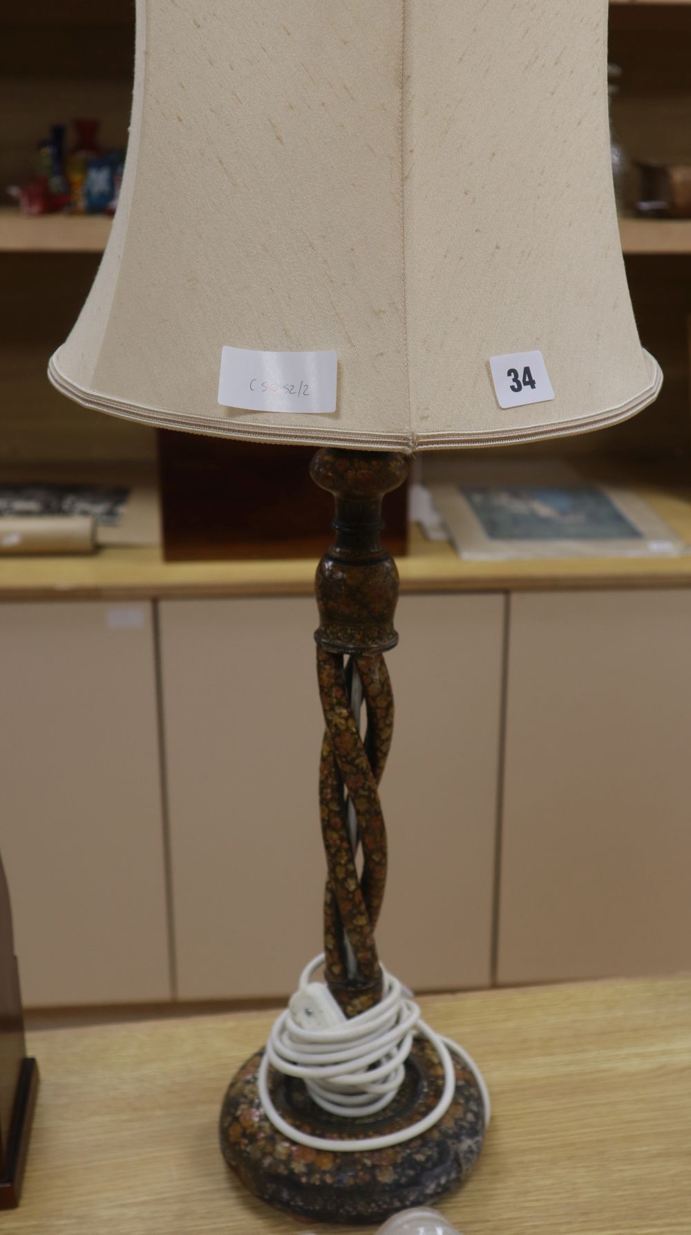 A Kashmiri decorative table lamp, height 53cm approx.